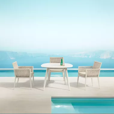 ENSEMBLE TABLE DE JARDIN & 4 FAUTEUILS - HASTIA