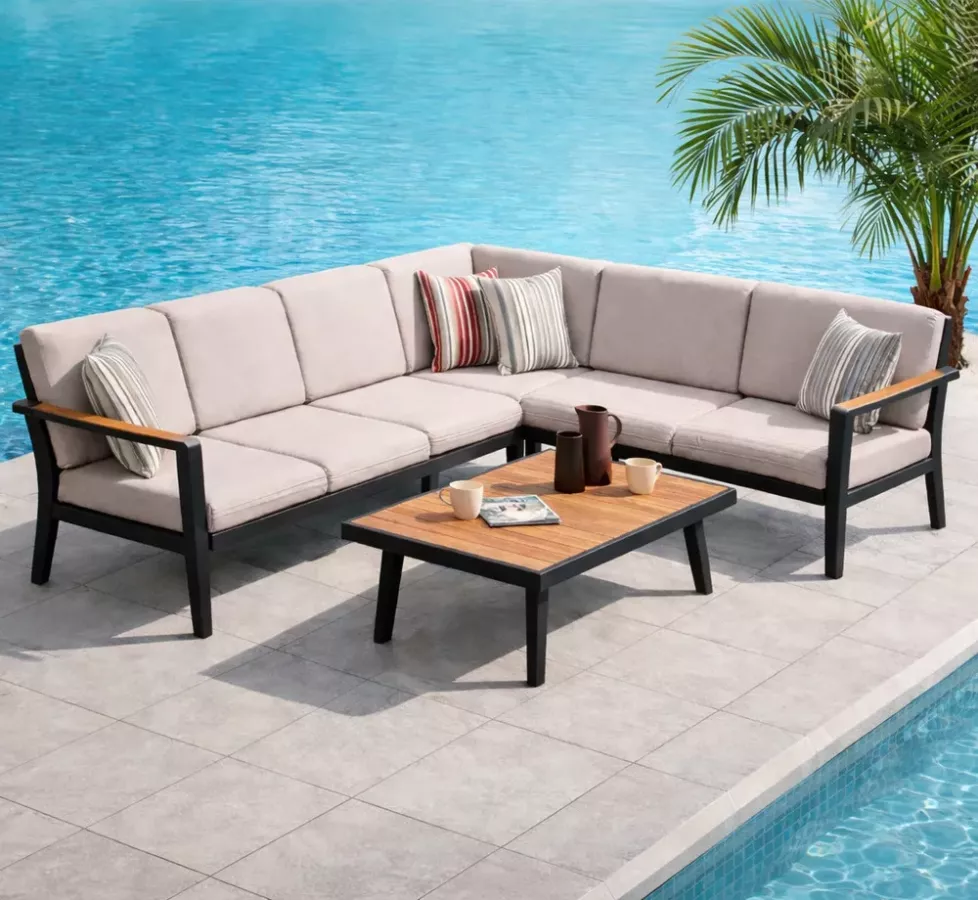 SALON ANGLE 6 PLACES ALU GRIS - EMOTI HIGOLD