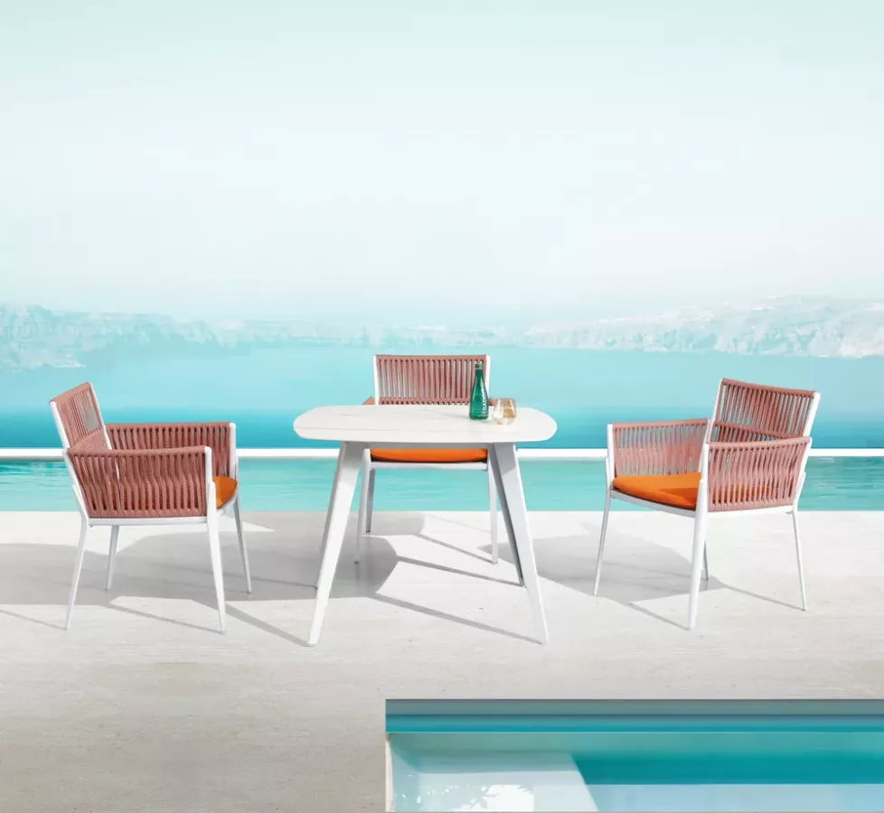 Table de jardin HASTIA 4 places aluminium plateau céramique – Azur Lounge Côte d'Azur