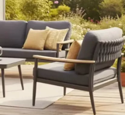 Salon de Jardin Aluminium Gris Carbone 4 Places MALIA | Nice, Monaco, Fréjus, Toulon
